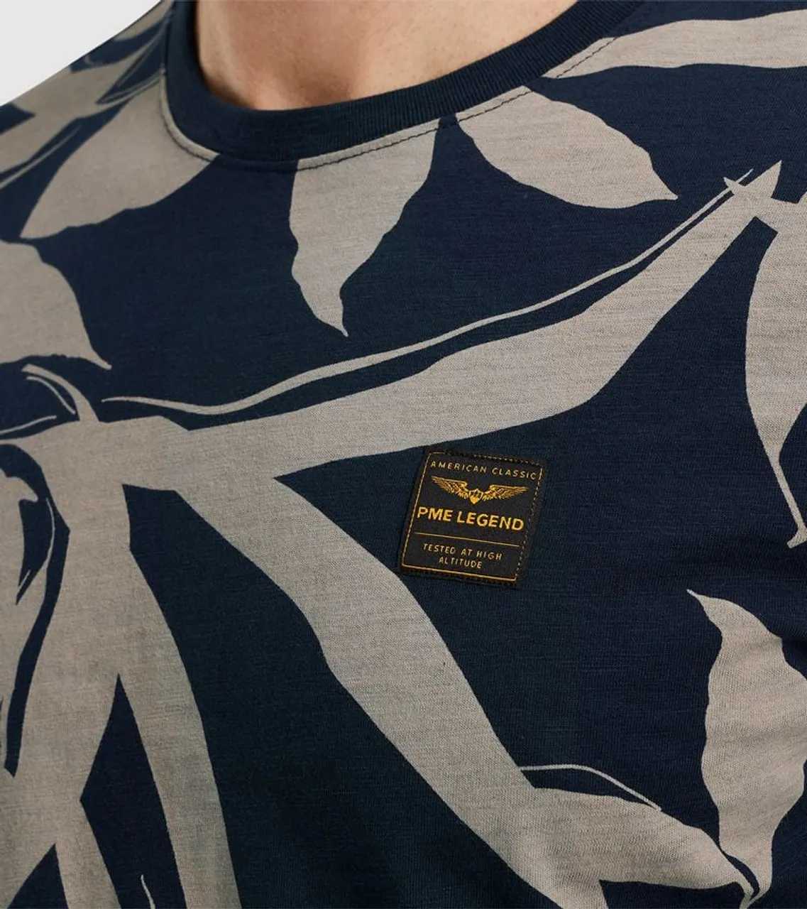 PME Legend Jersey Slub T-Shirt Druck Navy