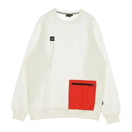 Pocket Crewneck Sweatshirt Weiß/Rot Dolly Noire
