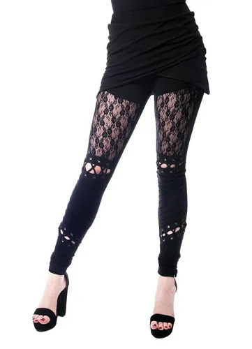 Poizen Industries Leggings Myth Gothic Lace Distressed Nu Goth Spitze Tights