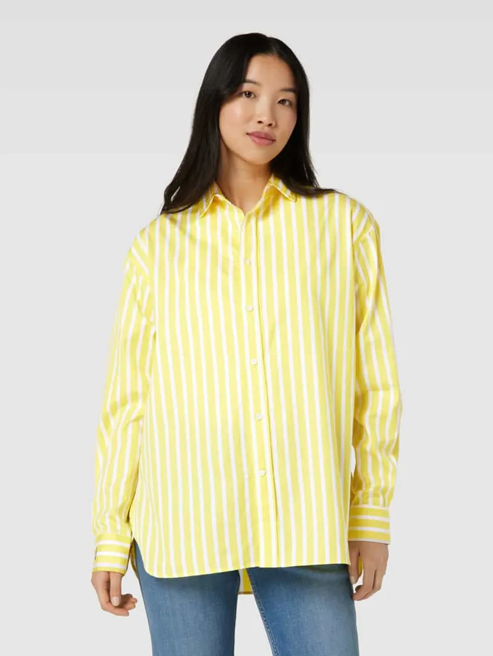 Polo Ralph Lauren Bluse mit Streifenmuster und Logo-Stitching in Gelb