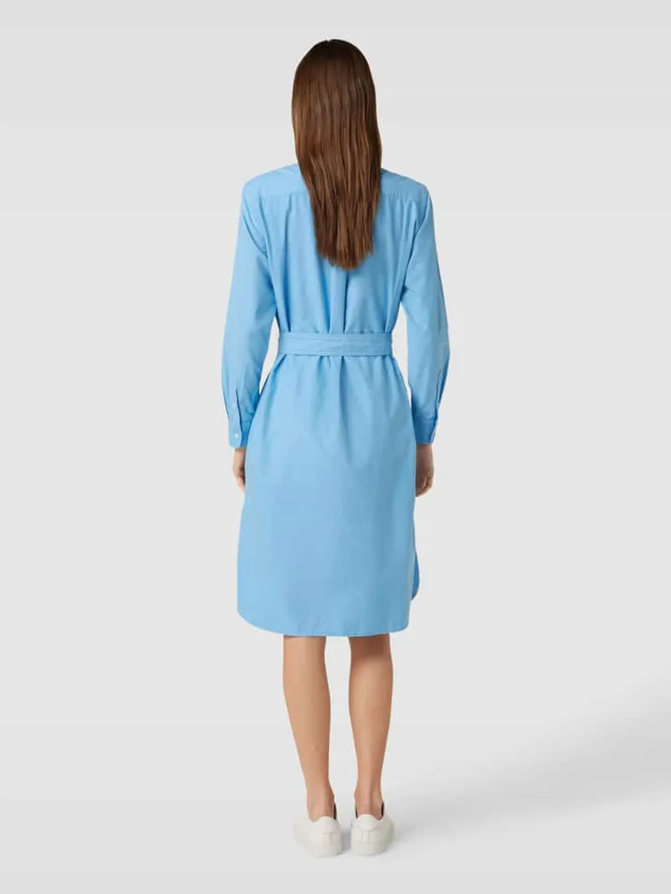 Polo Ralph Lauren Blusenkleid mit Logo-Stitching und Bindegürtel Modell 'CORY' in Bleu