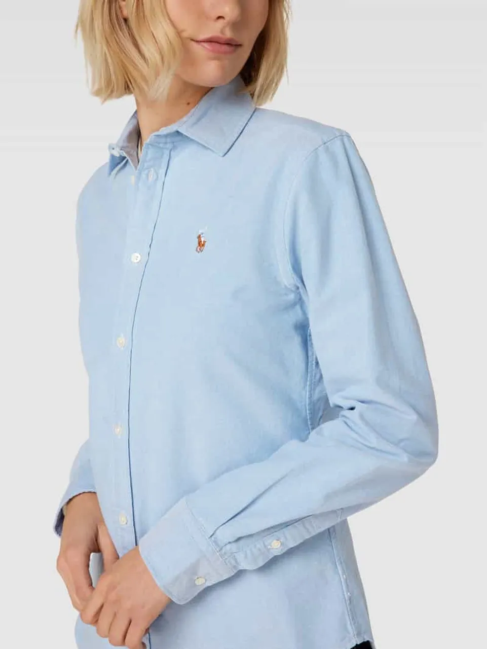Polo Ralph Lauren Hemdbluse mit Logo-Stitching Modell 'Kendal' in Hellblau