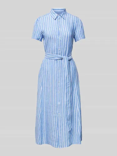 Polo Ralph Lauren Hemdblusenkleid aus Leinen mit Streifenmuster in Blau