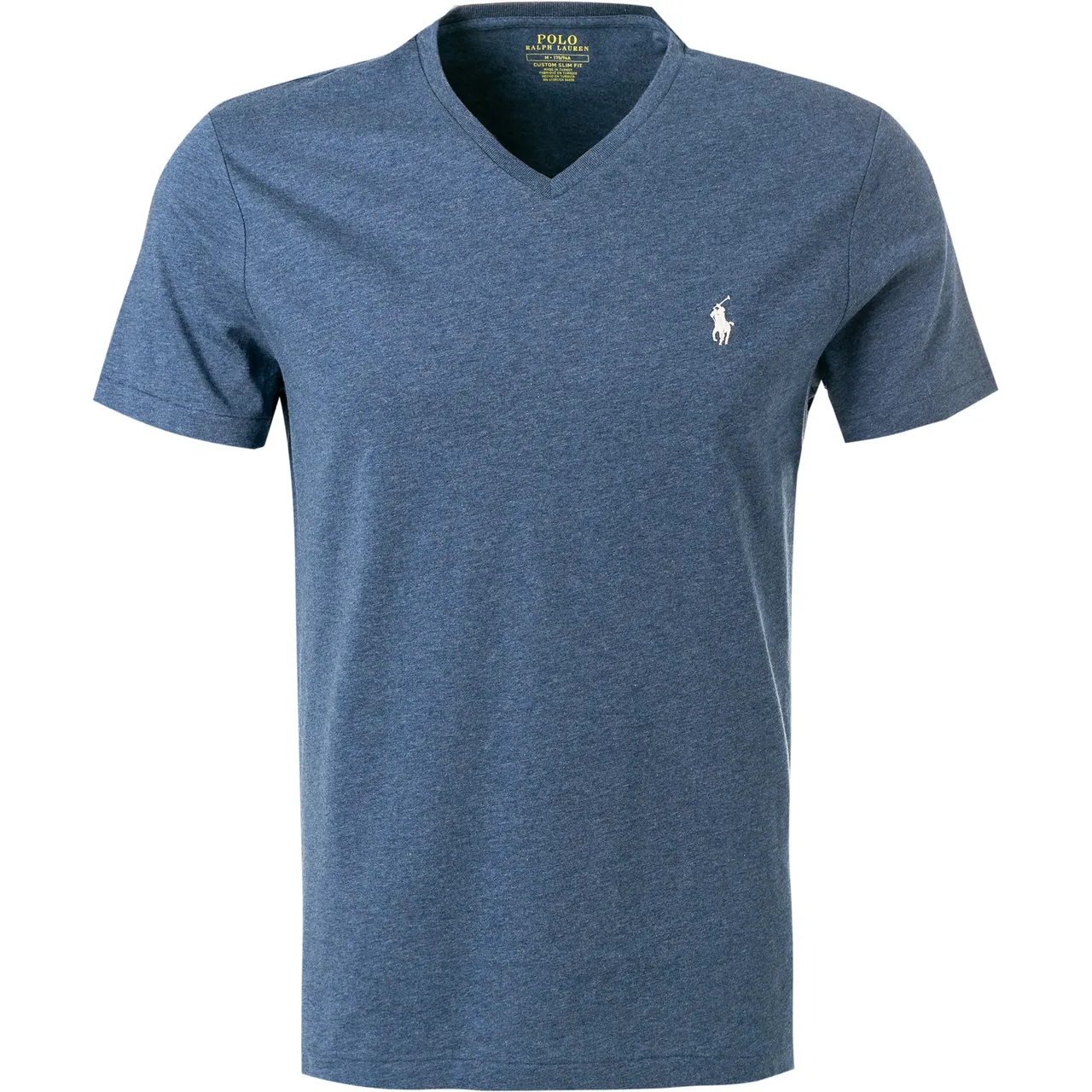 Polo Ralph Lauren Herren T-Shirt blau Baumwolle meliert Slim Fit