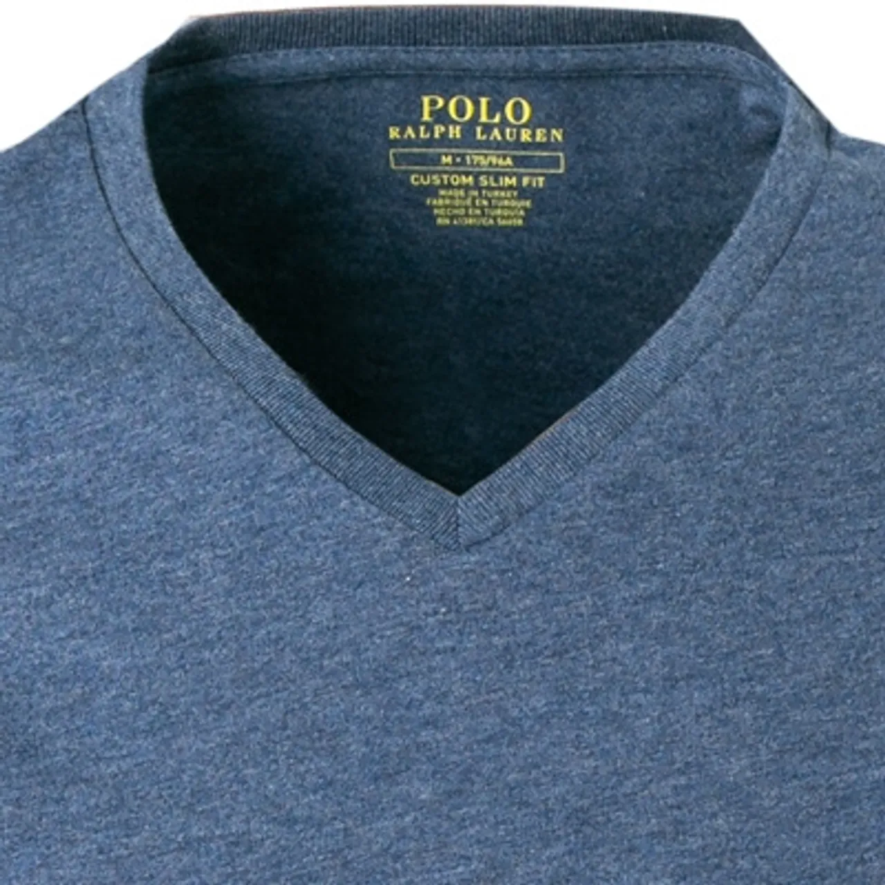Polo Ralph Lauren Herren T-Shirt blau Baumwolle meliert Slim Fit