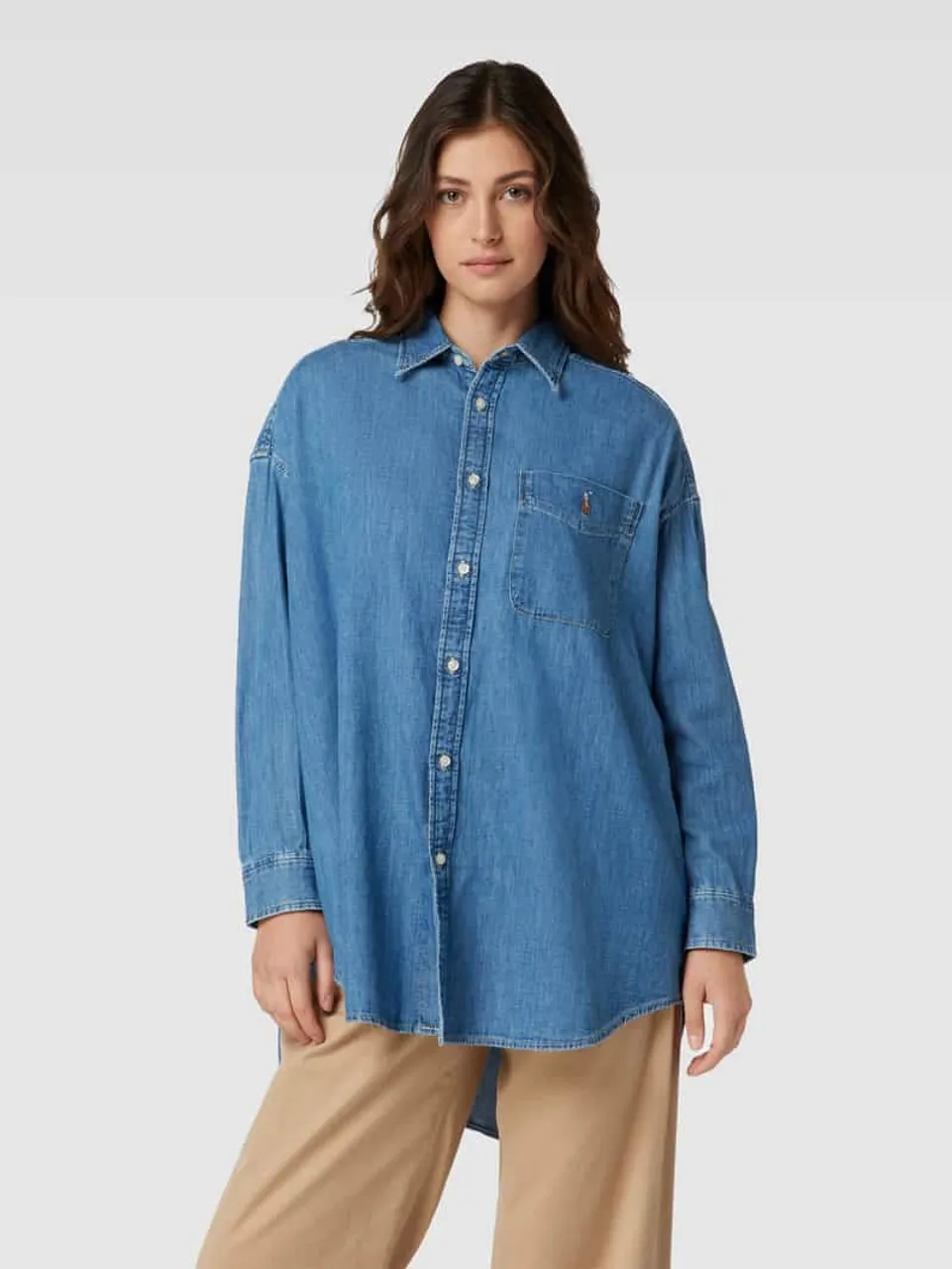 Polo Ralph Lauren Jeanshemd mit Label-Stitching in Jeansblau