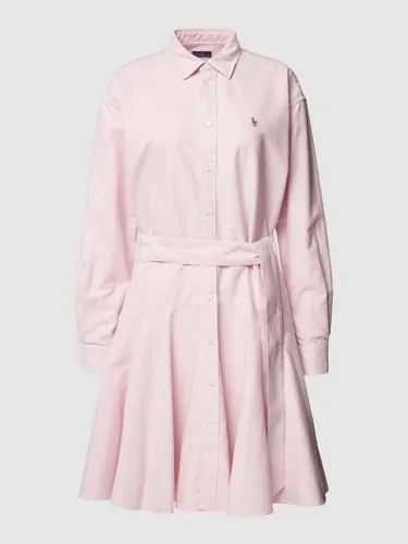 Polo Ralph Lauren Knielanges Kleid mit Label-Stitching in Pink