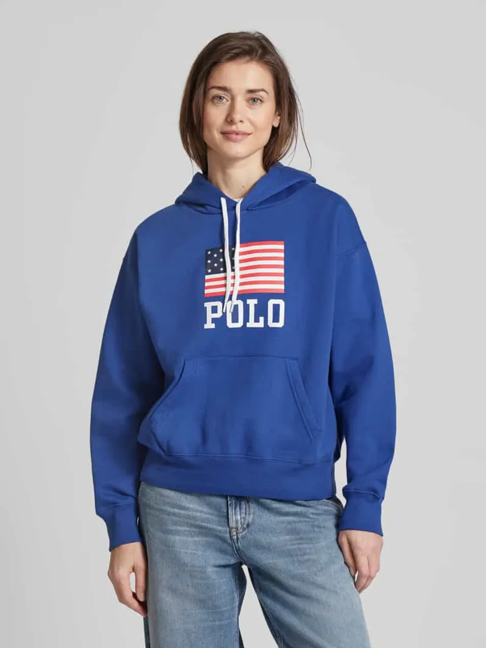 Polo Ralph Lauren Oversized Hoodie mit Label-Print in Jeansblau