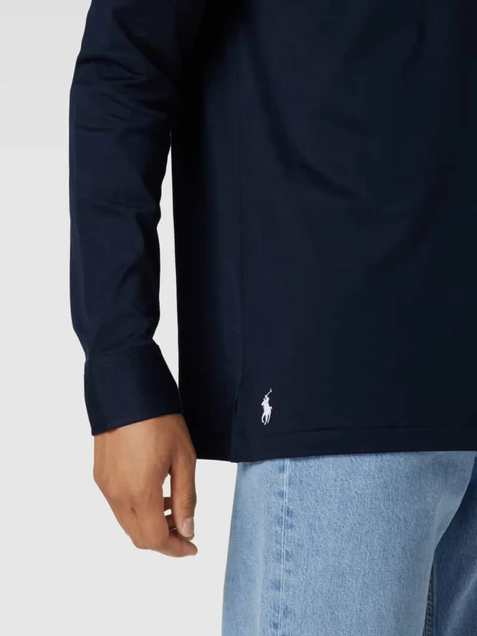 Polo Ralph Lauren Poloshirt mit kurzer Knopfleiste in Marine
