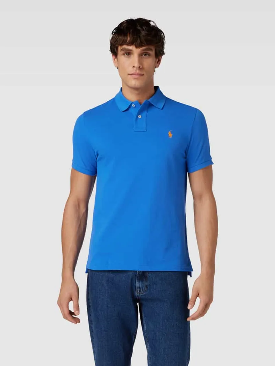 Polo Ralph Lauren Poloshirt mit Label-Stitching und Regular Fit in Hellblau