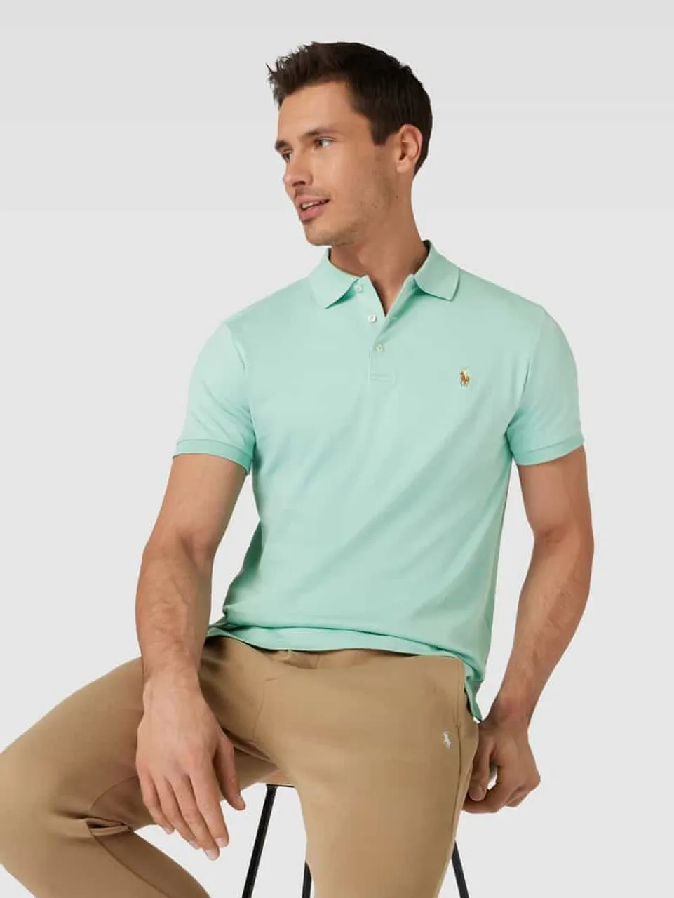 Polo Ralph Lauren Regular Fit Poloshirt mit Logo-Stitching in Tuerkis