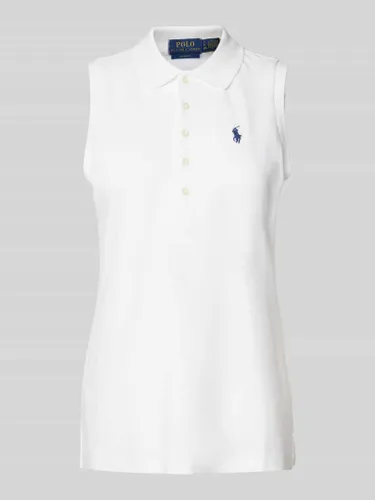 Polo Ralph Lauren Slim Fit Poloshirt im ärmellosen Design Modell 'JULIE' in Weiss
