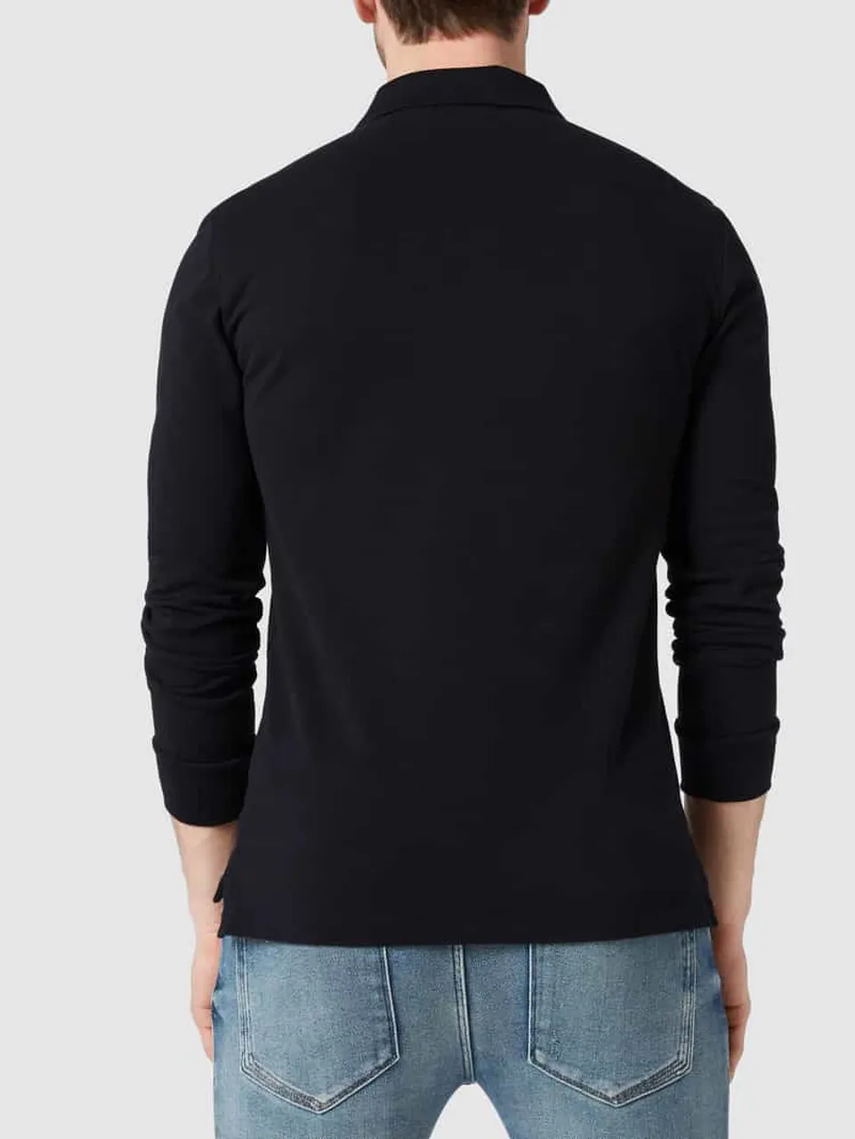 Polo Ralph Lauren Slim Fit Poloshirt mit Label-Stitching in Black