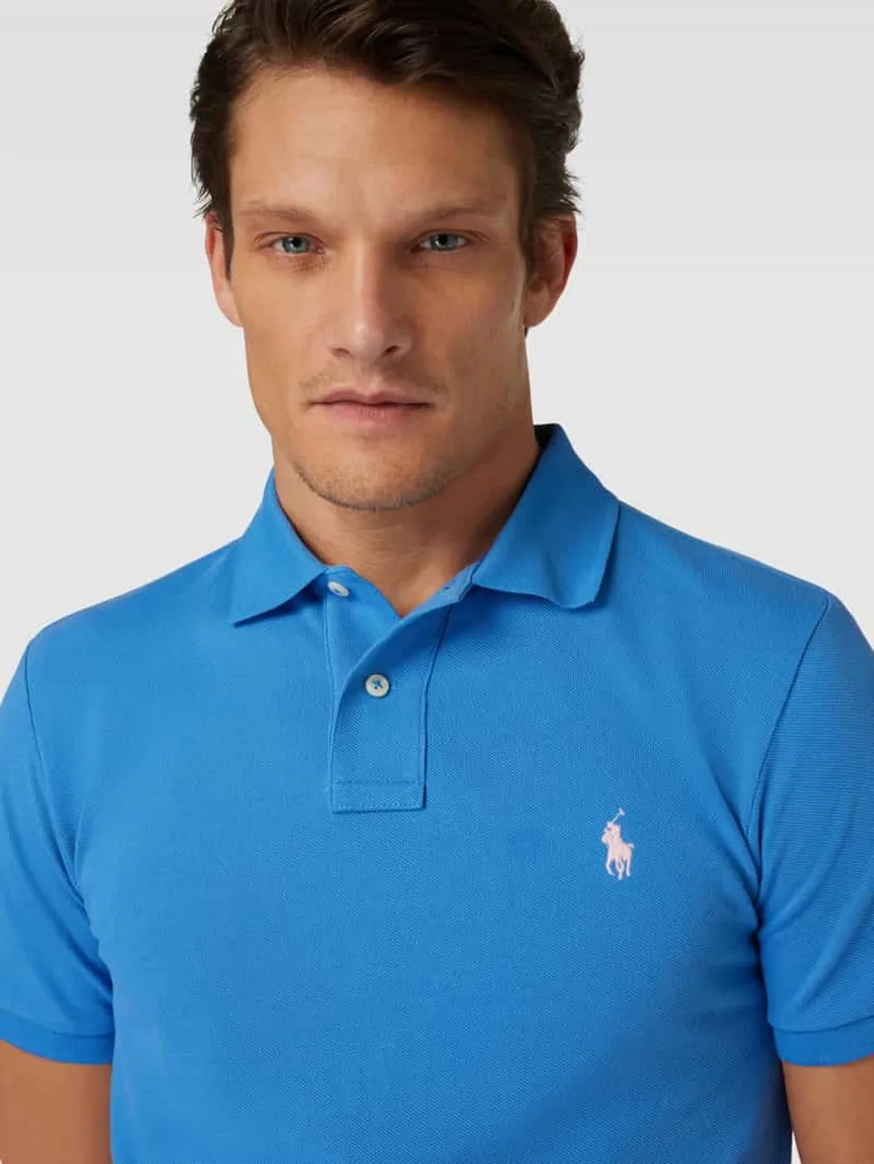 Polo Ralph Lauren Slim Fit Poloshirt mit Logo-Stitching in Blau