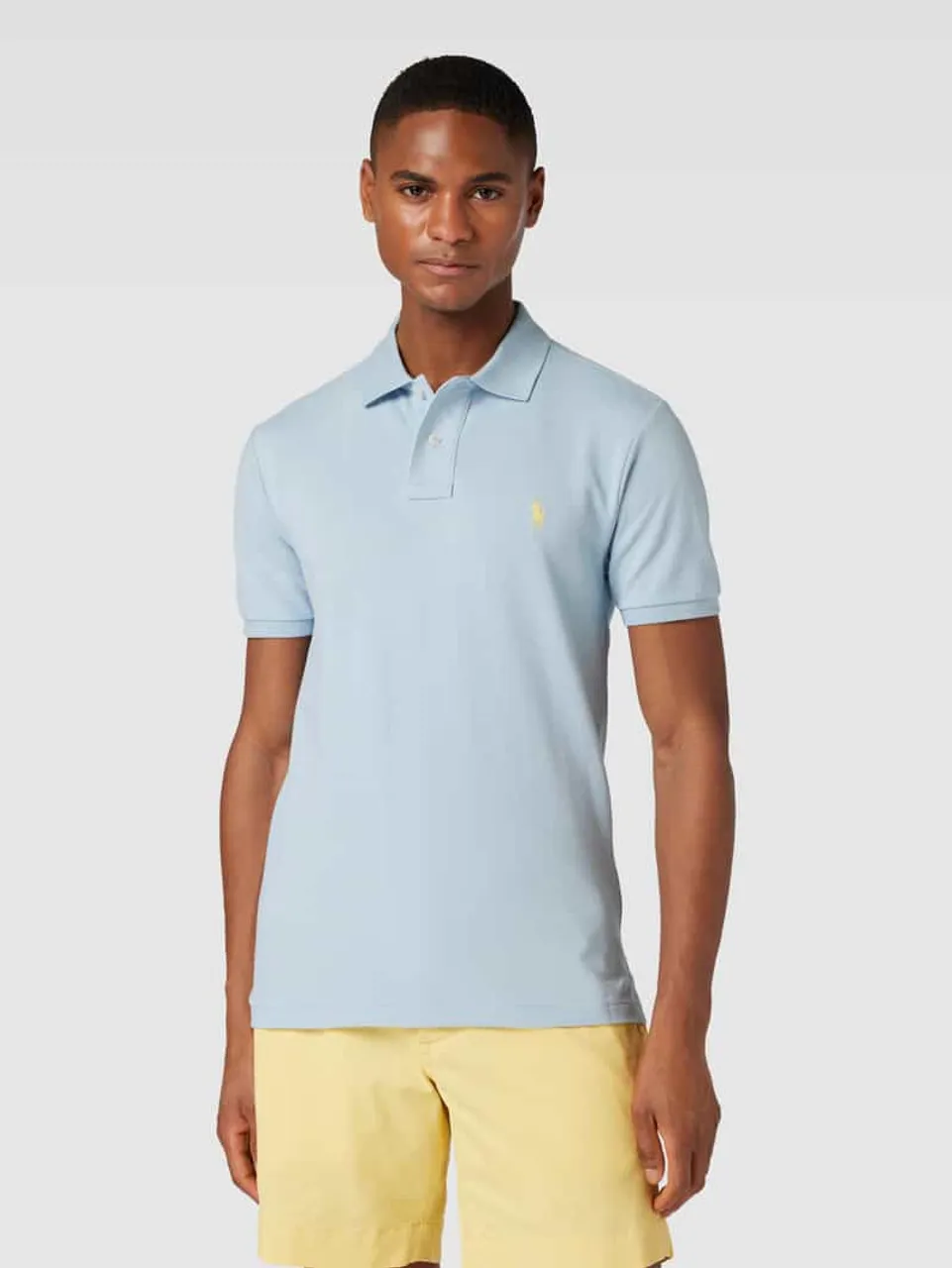 Polo Ralph Lauren Slim Fit Poloshirt mit Logo-Stitching in Hellblau
