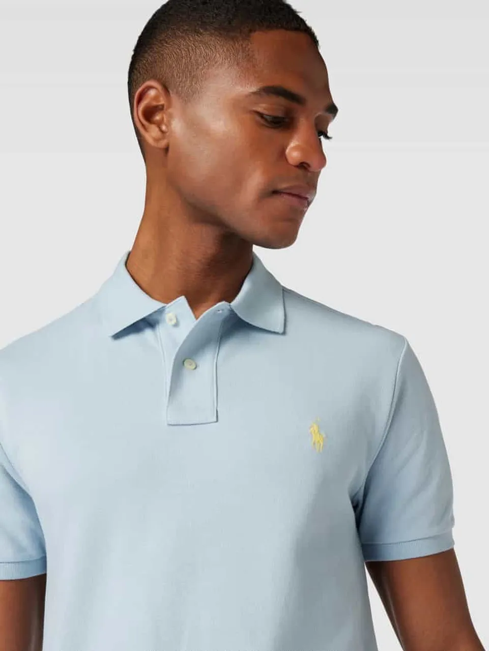 Polo Ralph Lauren Slim Fit Poloshirt mit Logo-Stitching in Hellblau