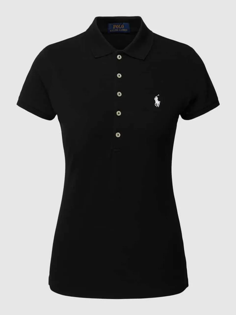 Polo Ralph Lauren Slim Fit Poloshirt mit Logo-Stitching Modell 'JULIE' in Black