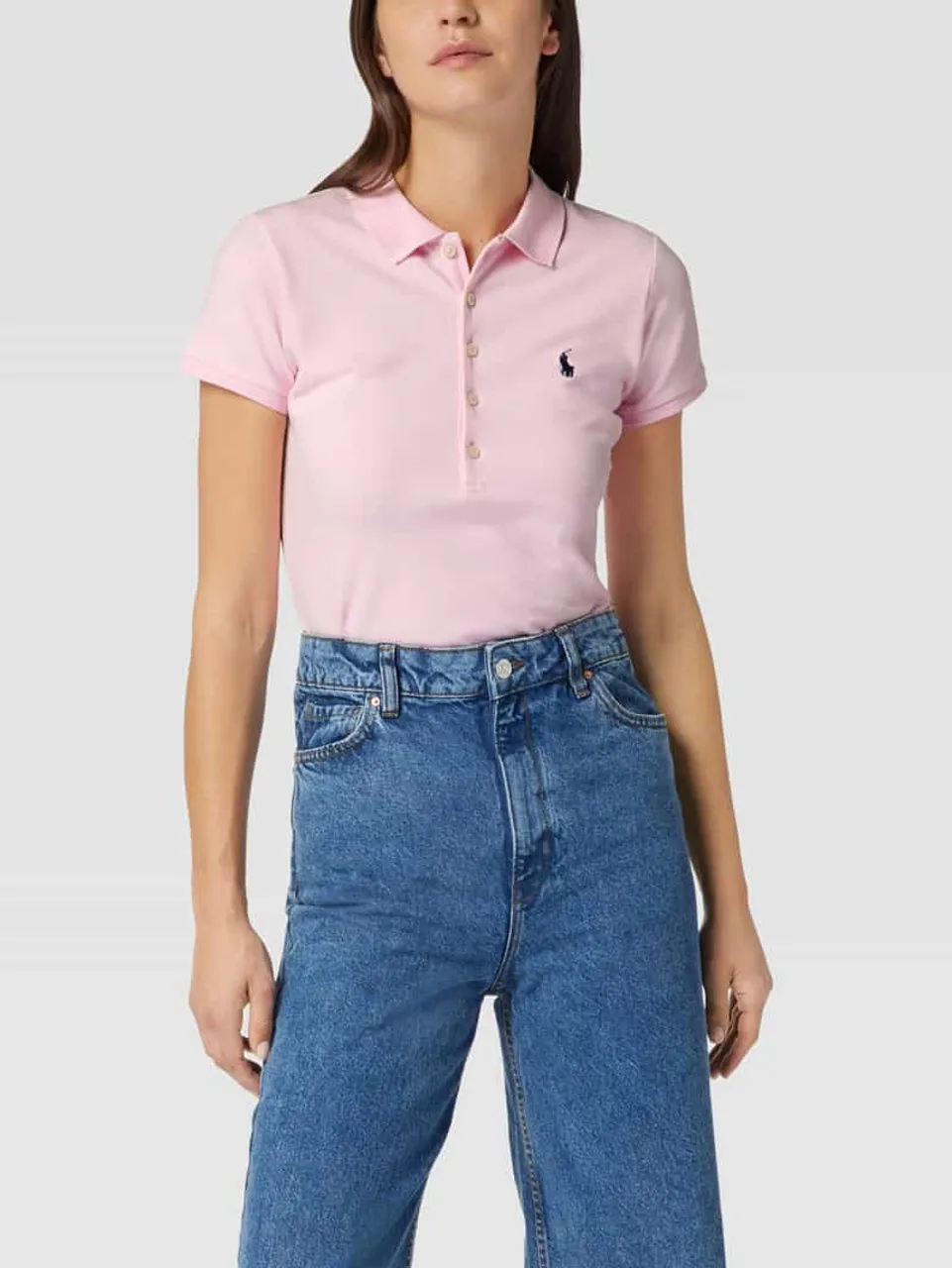 Polo Ralph Lauren Slim Fit Poloshirt mit Logo-Stitching Modell 'JULIE' in Pink