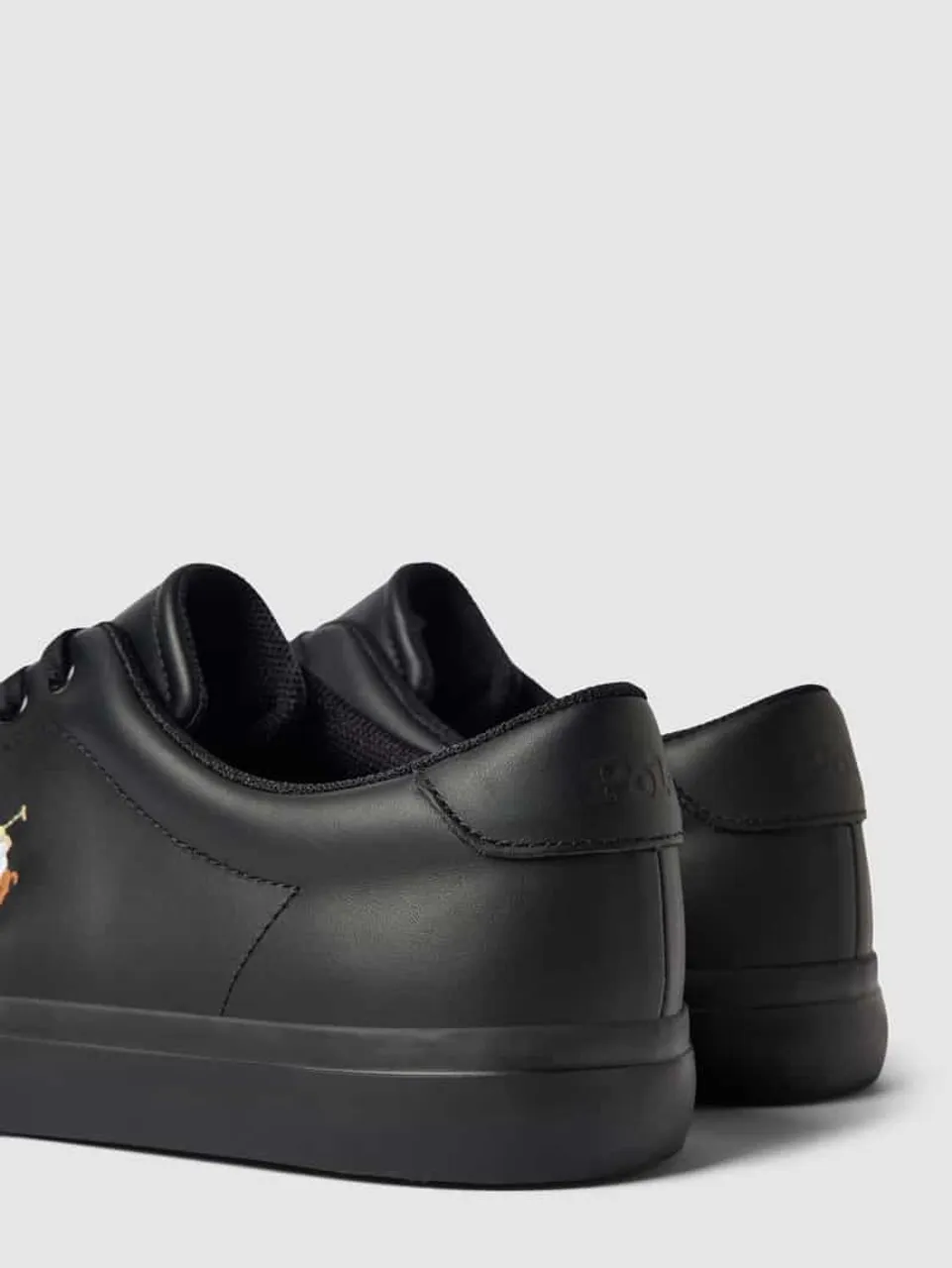 Polo Ralph Lauren Sneaker aus Leder mit Label-Stitching Modell 'LONGWOOD' in Black