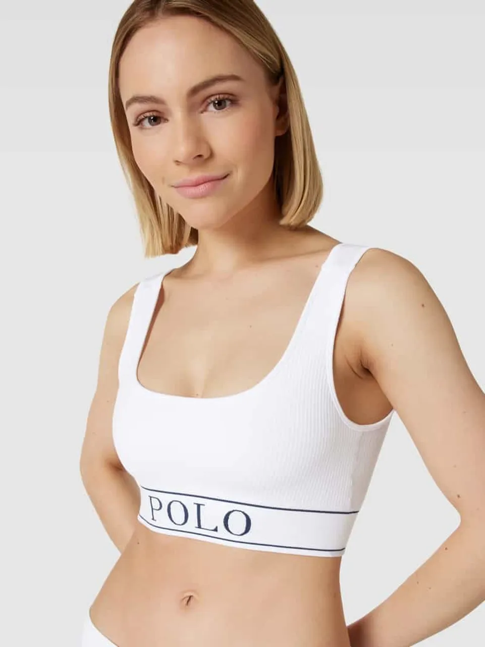 Polo Ralph Lauren Sport-BH mit elastischem Logo-Bund in Weiss