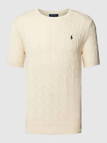 Polo Ralph Lauren Strickshirt mit Zopfmuster in Offwhite