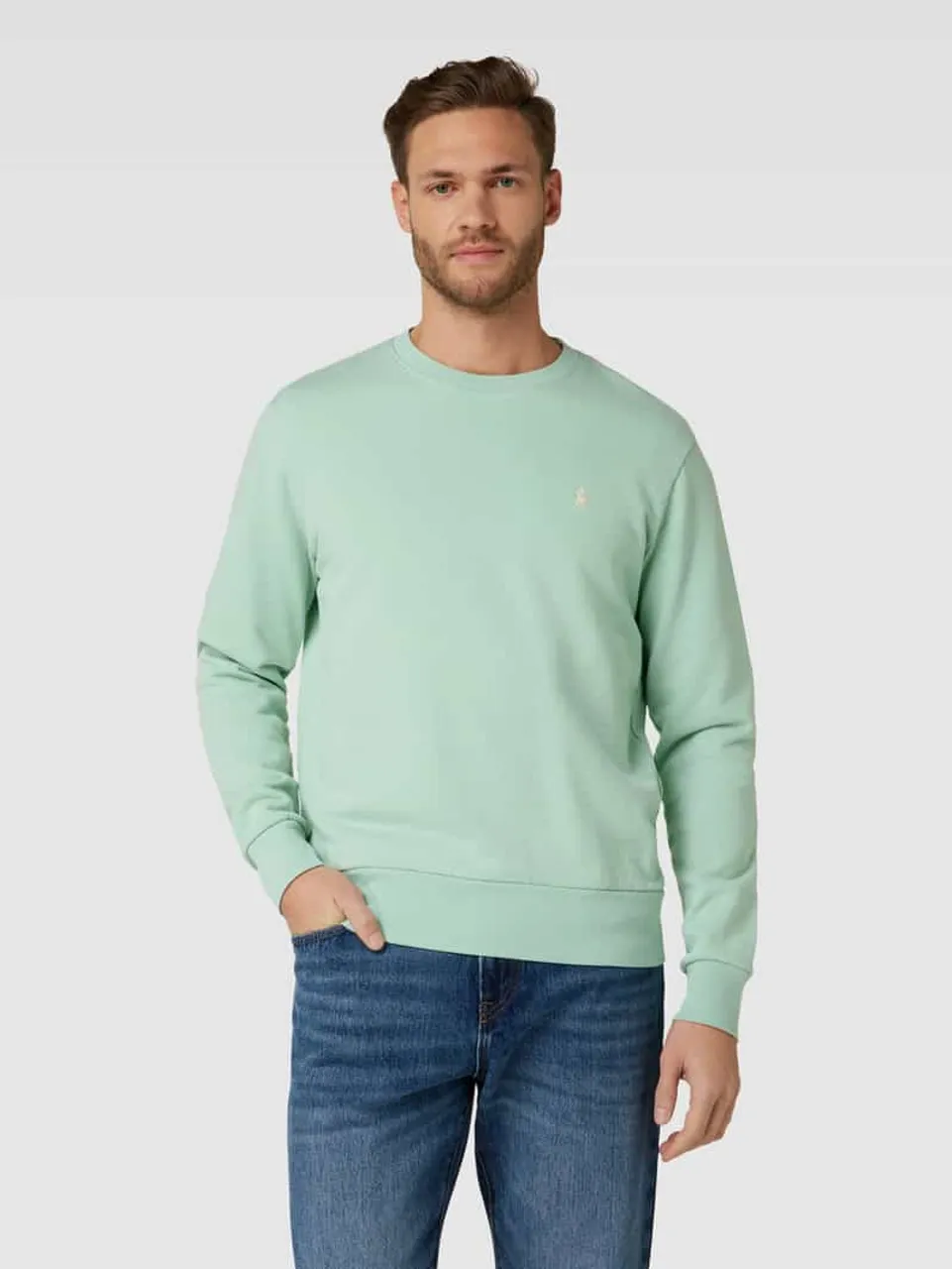Polo Ralph Lauren Sweatshirt in unifarbenem Design mit Label-Stitching in Tuerkis