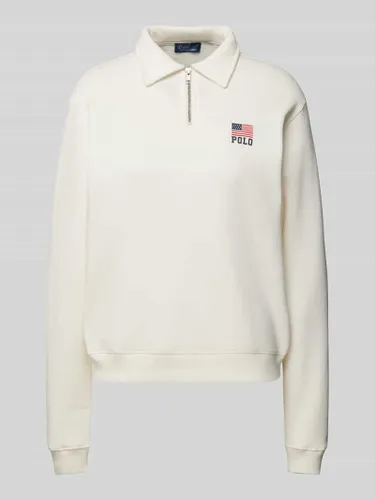 Polo Ralph Lauren T-Shirt mit Streifenmuster und Label-Stitching in Offwhite