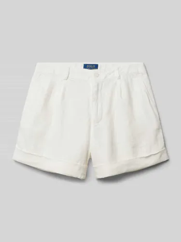 Polo Ralph Lauren Teens Shorts aus Leinen mit Eingrifftaschen in Offwhite