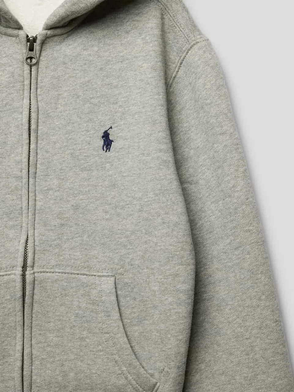 Polo Ralph Lauren Teens Sweatjacke mit Kapuze und Label-Stitching in Mittelgrau Melange