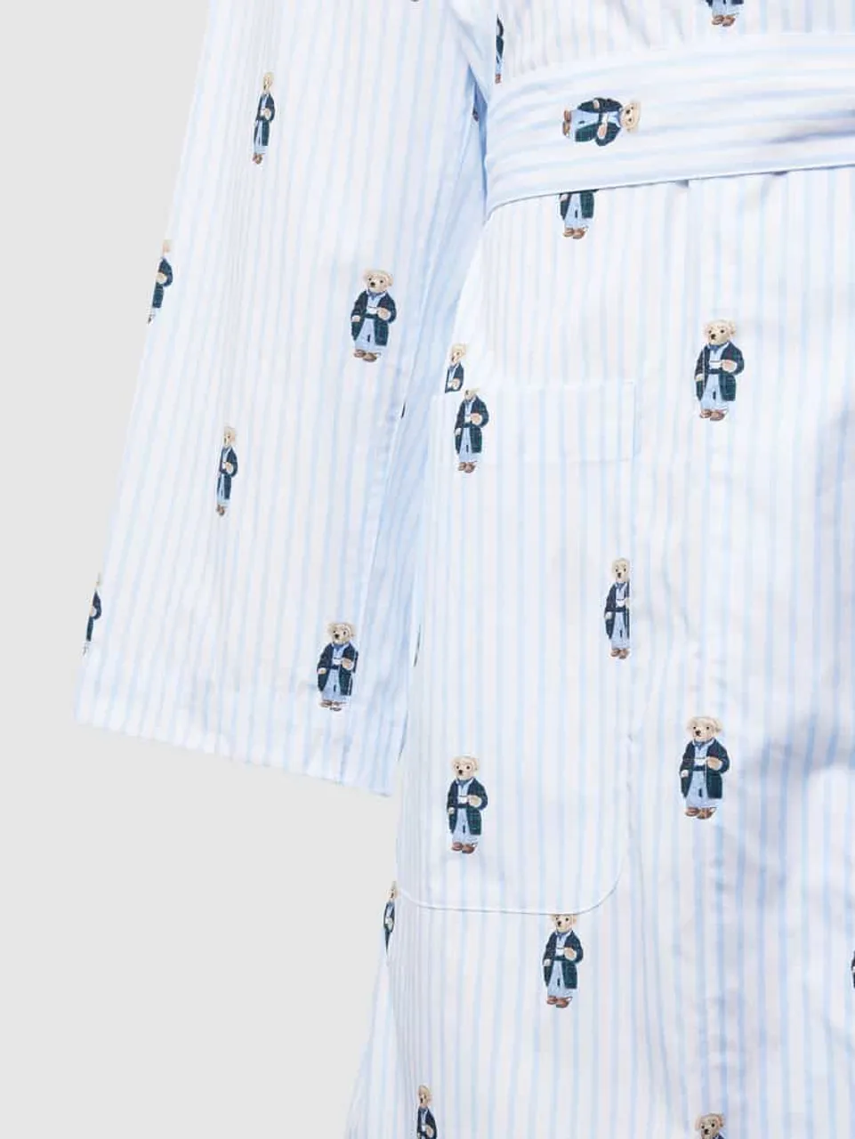 Polo Ralph Lauren Underwear Bademantel mit Motiv-Print Modell 'BEARs&STRIPEs' in Bleu