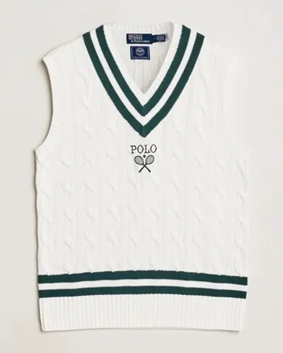 Polo Ralph Lauren Wimbledon Cricket Vest White/Moss Agate