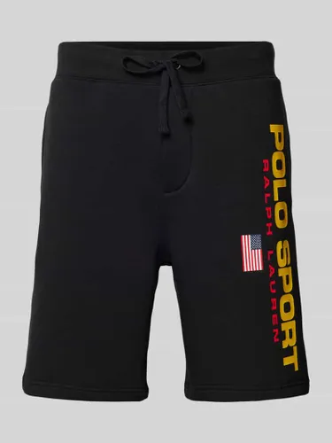 Polo Sport Shorts mit Label-Print und elastischem Bund in Black