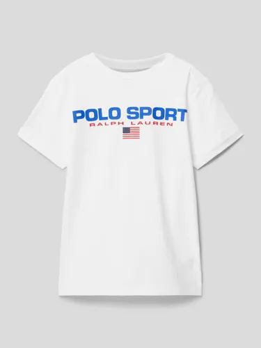 Polo Sport T-Shirt in melierter Optik in Weiss