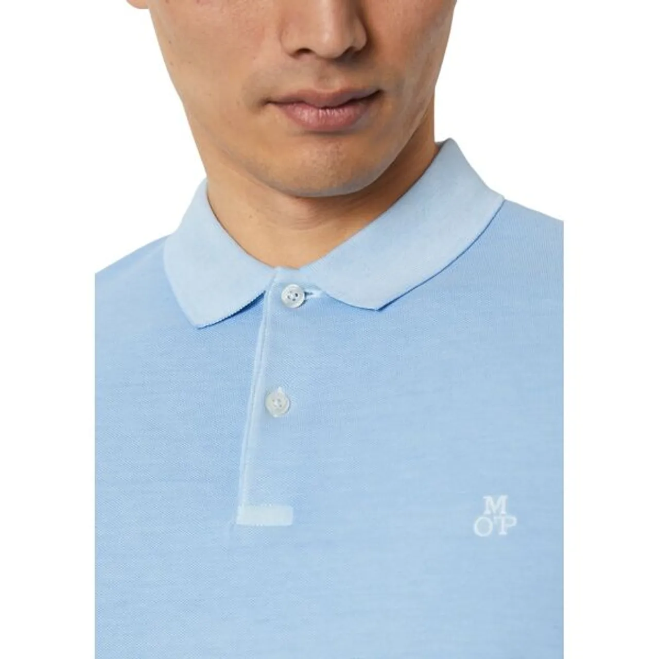 Poloshirt MARC O'POLO "aus Organic Cotton-Stretch" Gr. L, blau (blue) Herren Shirts Kurzarm