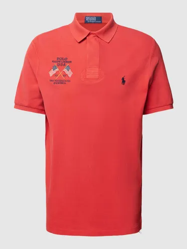 Poloshirt mit Logo und Motiv-Stitching