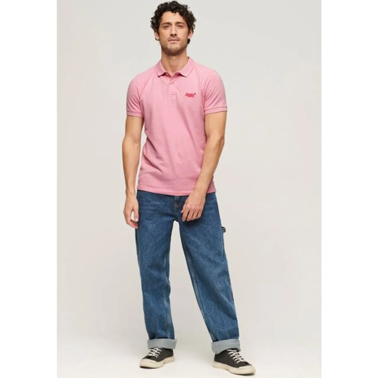 Poloshirt SUPERDRY "CLASSIC PIQUE POLO" Gr. XL, pink (light marl) Herren Shirts Kurzarm