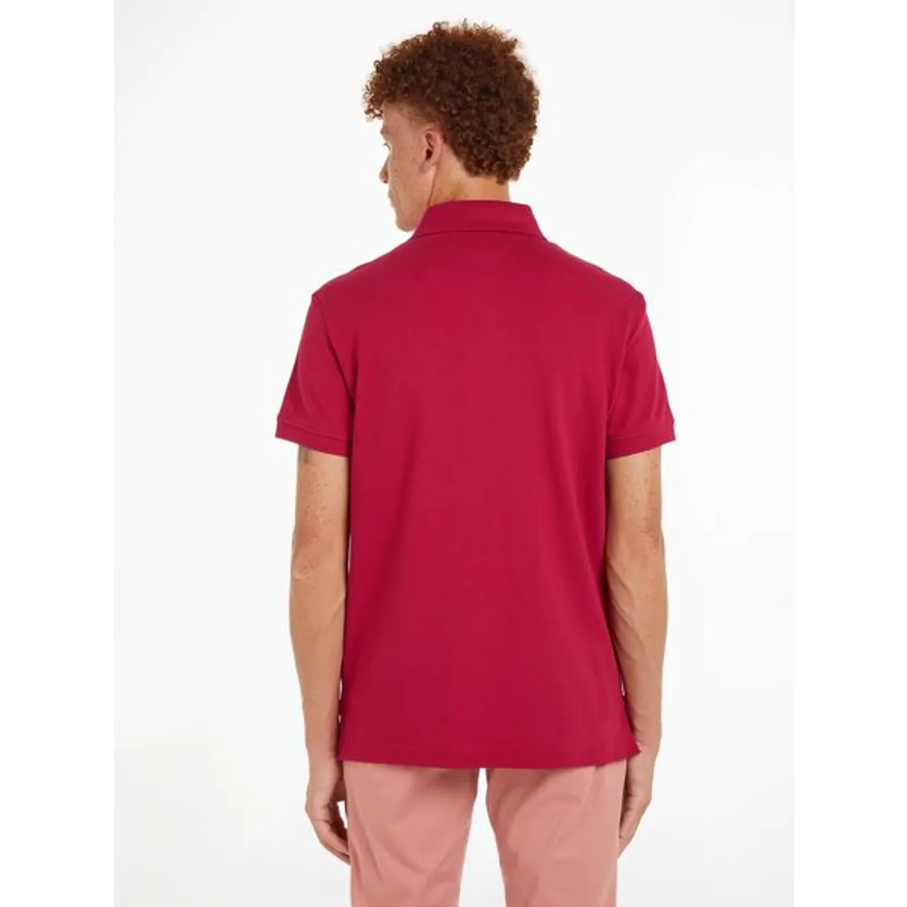 Poloshirt TOMMY HILFIGER "1985 SLIM POLO" Gr. XL, rot (royal berry) Herren Shirts Kurzarm Markenstickerei, aus Baumwoll-Piqué