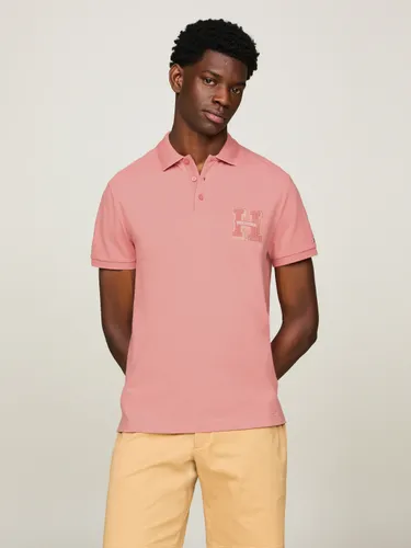Poloshirt TOMMY HILFIGER "BOUCLE H EMBRO REG POLO" Gr. XL, rosa (teaberry blossom) Herren Shirts Kurzarm