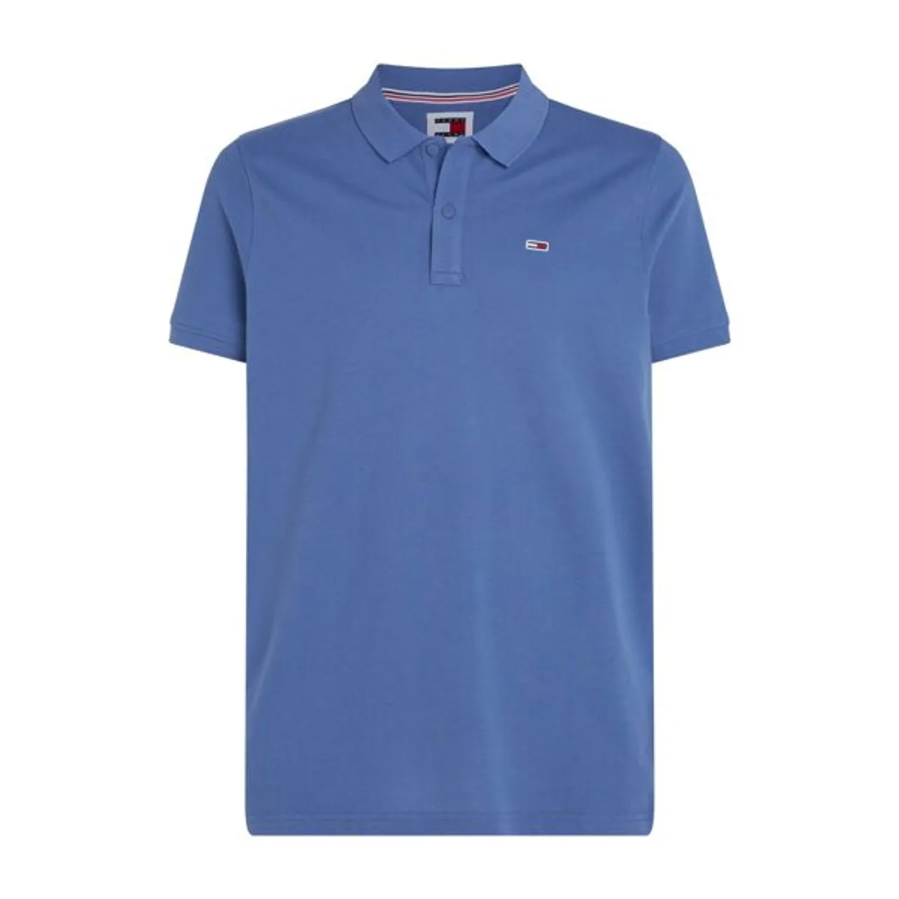 Poloshirt TOMMY JEANS "TJM SLIM PLACKET POLO" Gr. M, blau (charmed) Herren Shirts Kurzarm Piqué mit Polokragen