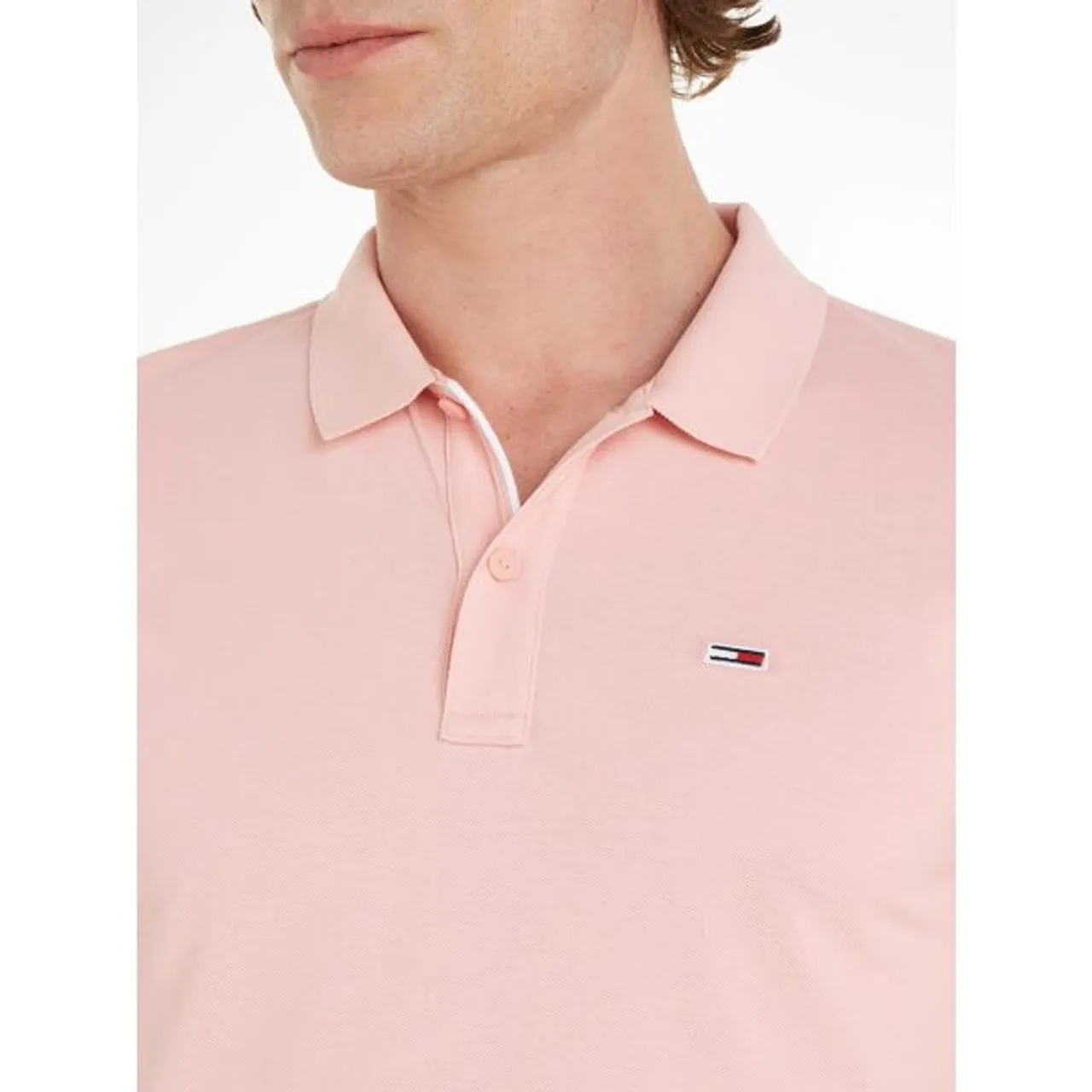 Poloshirt TOMMY JEANS "TJM SLIM PLACKET POLO" Gr. XXL, pink (ballet pin) Herren Shirts Kurzarm Piqué mit Polokragen