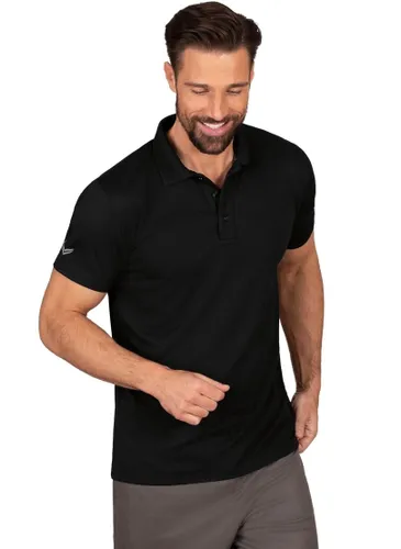 Poloshirt TRIGEMA "TRIGEMA aus Polyester mit Knopfleiste" Gr. 4XL, schwarz Herren Shirts Kurzarm