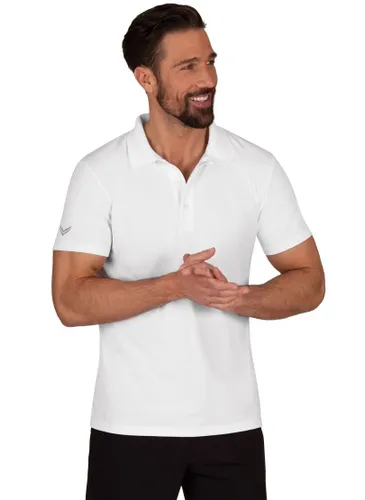 Poloshirt TRIGEMA "TRIGEMA aus Polyester mit Knopfleiste" Gr. 4XL, weiß Herren Shirts Kurzarm