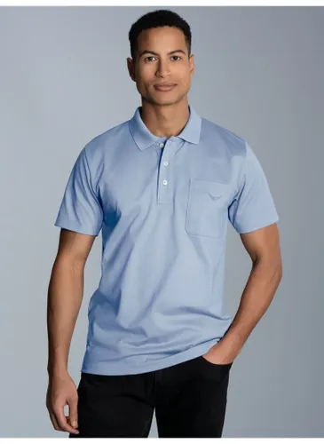 Poloshirt TRIGEMA "TRIGEMA aus Single-Jersey" Gr. XL, blau (pearl, blue) Herren Shirts Kurzarm