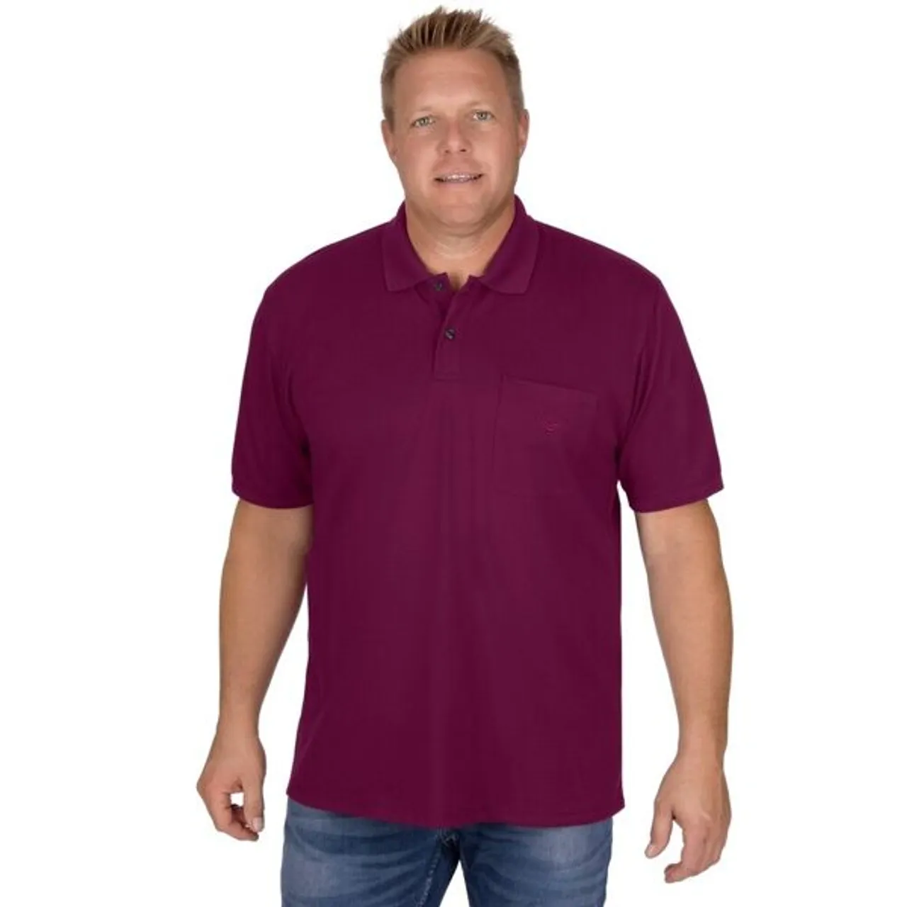 Poloshirt TRIGEMA "TRIGEMA Polohemd mit Brusttasche" Gr. M, rot (sangria) Herren Shirts Kurzarm