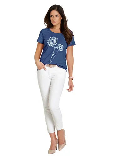 Print-Shirt INSPIRATIONEN "Shirt" Gr. 36, blau (jeansblau) Damen Shirts Jersey