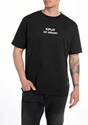 Print-Shirt REPLAY Gr. XL, schwarz (black) Herren Shirts T-Shirts