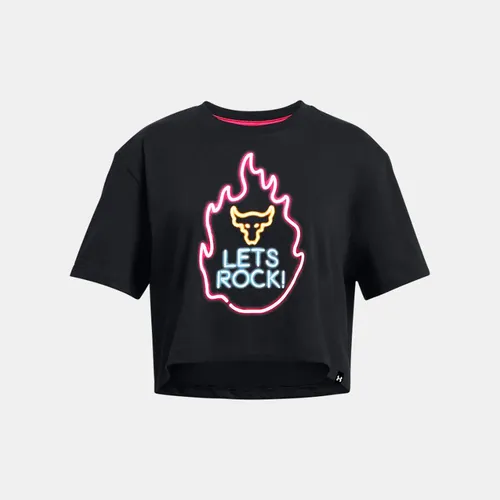 Project Rock Campus Crop T-Shirt für Mädchen Schwarz / Schwarz YLG (149 - 160 cm)