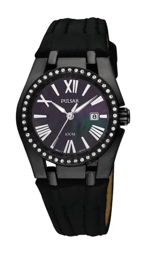 Pulsar Damen analog Quarz Uhr mit Leder Armband PXT689X1