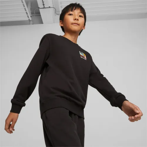 PUMA Classics Brand Love Sweatshirt Teenager Für Kinder, Schwarz, Größe: 128, Kleidung