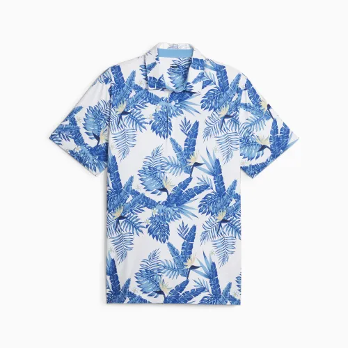 PUMA Cloudspun Aloha Golf Poloshirt Herren, Weiß/Blau, Größe: S